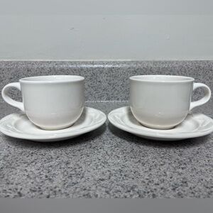 Pfaltzgraff Acadia Pattern White Cup and Saucer Sets